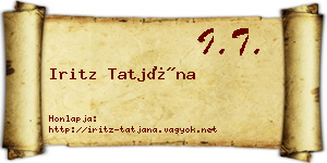 Iritz Tatjána névjegykártya